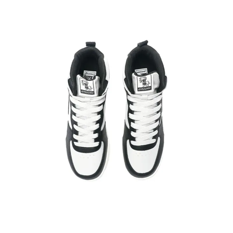 QIAODAN Dry Anti Slip Wear Resistant High Top Skateboard Shoes Men's White Black-3