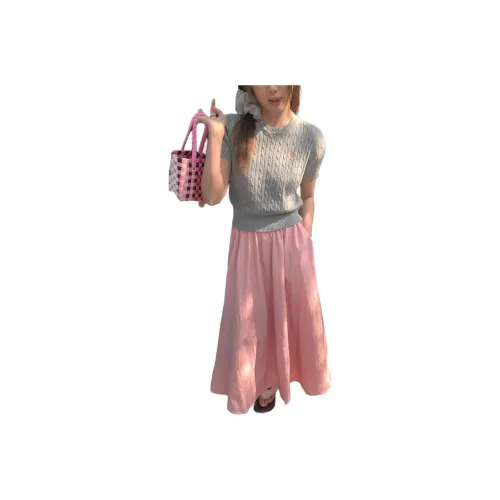 QIANGKOUPAOCAI SS24 Casual Long Skirts Women's Pink
