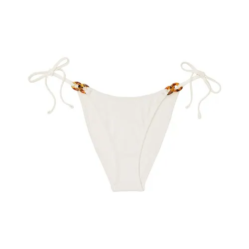 Victoria's Secret Chain-Link Side-Tie Brazilian Bikini Bottom / CW Swimming Shorts Women's Coconut White