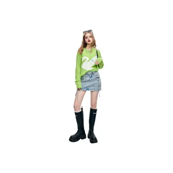 ELF SACK Denim Short Skirts Women's Hippy Denim Blue