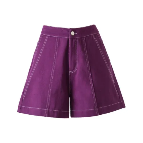 You Cow Me Pants Denim Shorts Women's Grape Purple