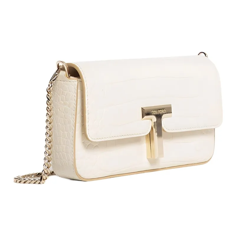 TF Cow Leather Shoulder Bag Women's White-1