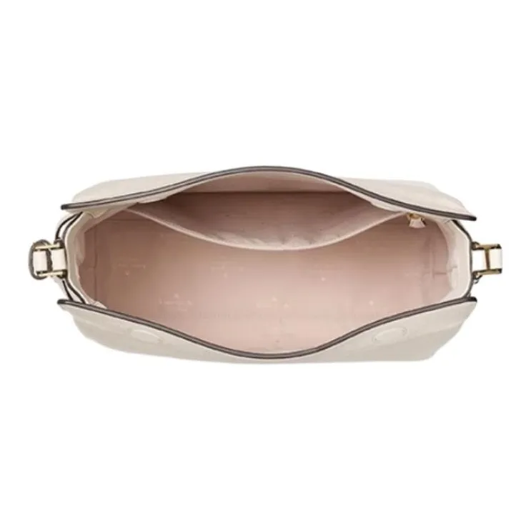 Kate Spade Dumpling Litchi Grain Cow Leather Shoulder Bag Tubas Women's Parchment Paper White-3