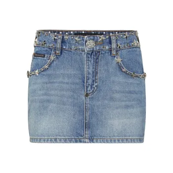 PHILIPP PLEIN Star Stud embellishment Denim Skirt