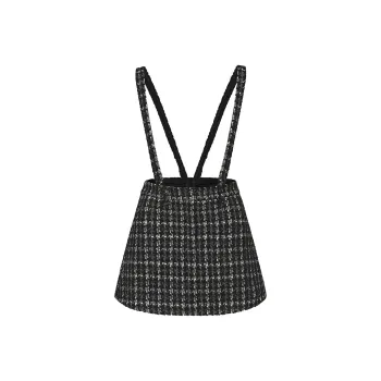 NANA JACQUELINE Casual Short Skirts Women's Black White Plaid