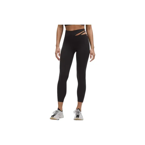 Lululemon High Rise Cut Out Waist Train Tight Ultralu Sports Pants 25' Women's Black