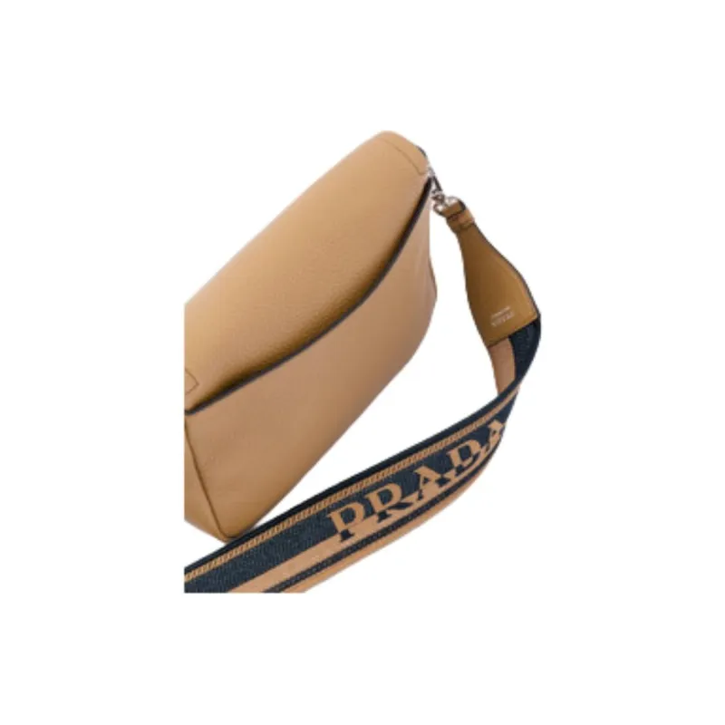 PRADA Leather Shoulder Bag Small Size Women's Brown-5