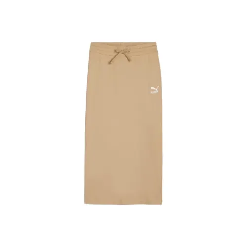 PUMA CLASSICS CLASSICS Women's Ribbed Midi Skirt Casual Long Skirts Women's Tan