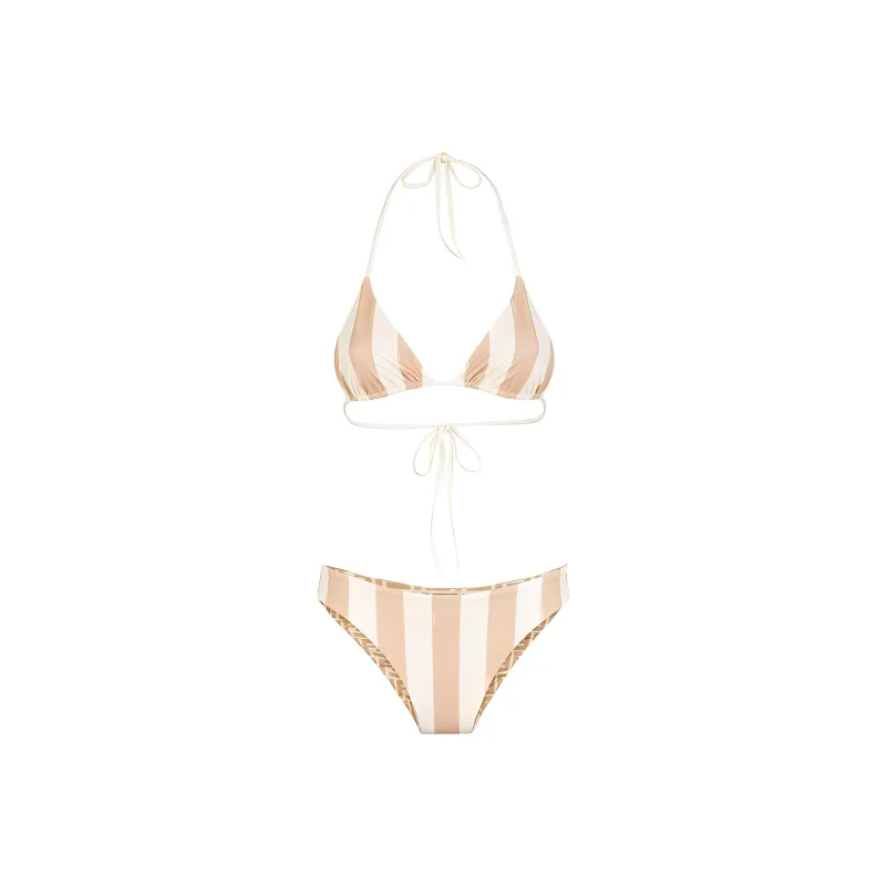FENDI Striped Halterneck Two Piece Swimsuit-0