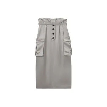 Self-portrait Casual Long Skirts Women's Dark Gray Brown