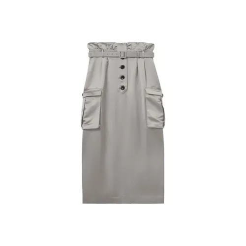 Self-portrait Casual Long Skirts Women's Dark Gray Brown