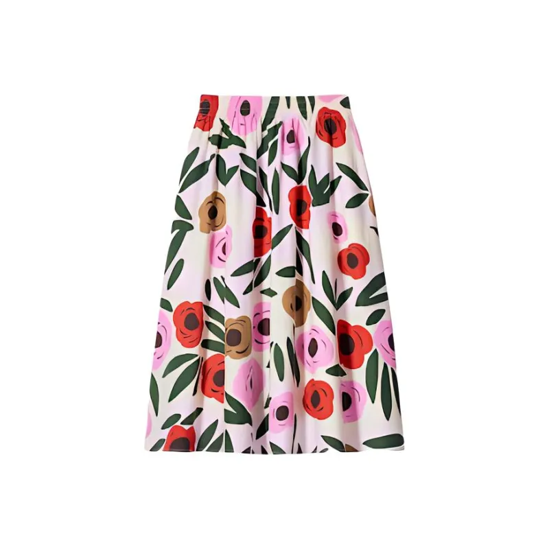 Marimekko X UNIQLO Marimekko Co brand Casual Long Skirts Women's Pink-0