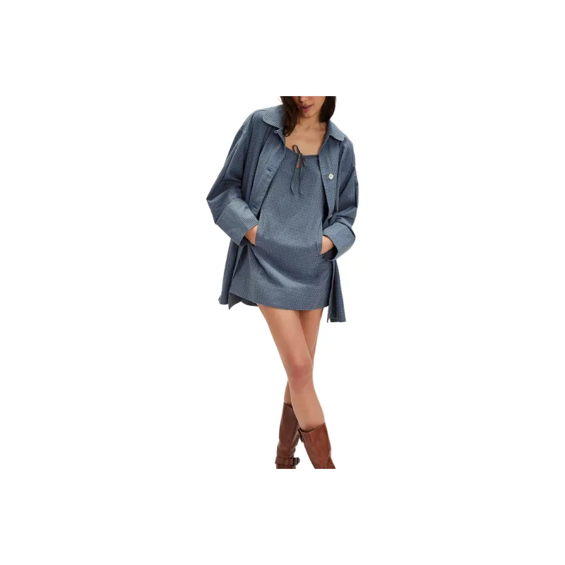 FREE PEOPLE Arlo Set Skirt Set Women's Blue Combo/Blue Combo-0