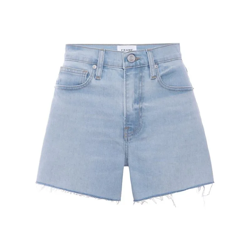 FRAME Le Brigette Raw-Cut Hem Denim Shorts-0