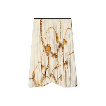 Burberry Shield Printed Pleated Midi Skirt