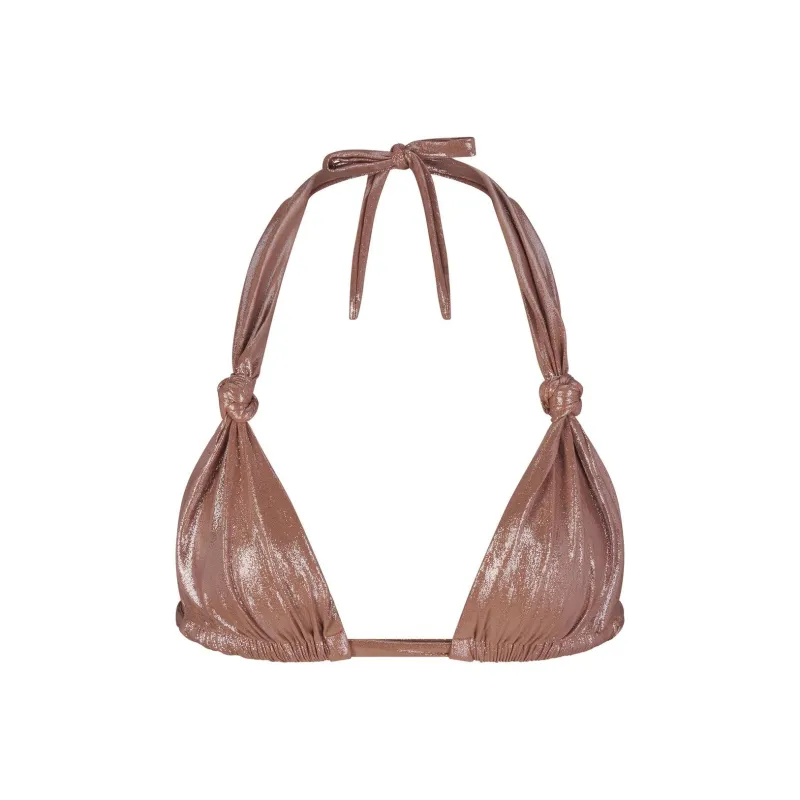 SKIMS LIQUID SHINE SWIM KNOTTED MICRO TRIANGLE TOP Bikini Women's Cinnamon-0