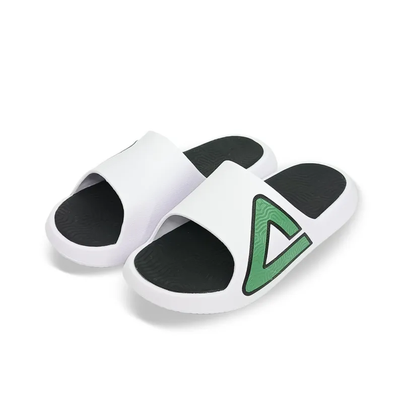 PEAK Tai Ji1.0 Quiet Slip Resistant Abrasion Resistant Slide Slippers Men's Large White Black Green-2