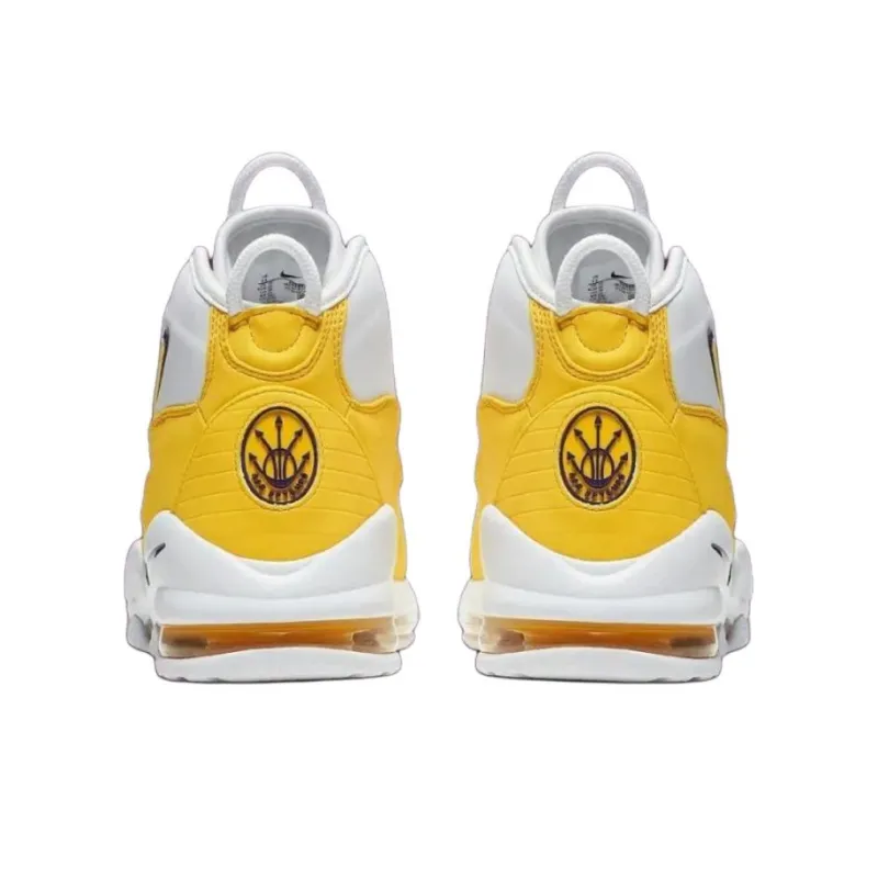 Nike Air Max Uptempo Anti Slip Wear Resistant Mid Top Basketball Shoes Unisex White Yellow 2025 Edition-3