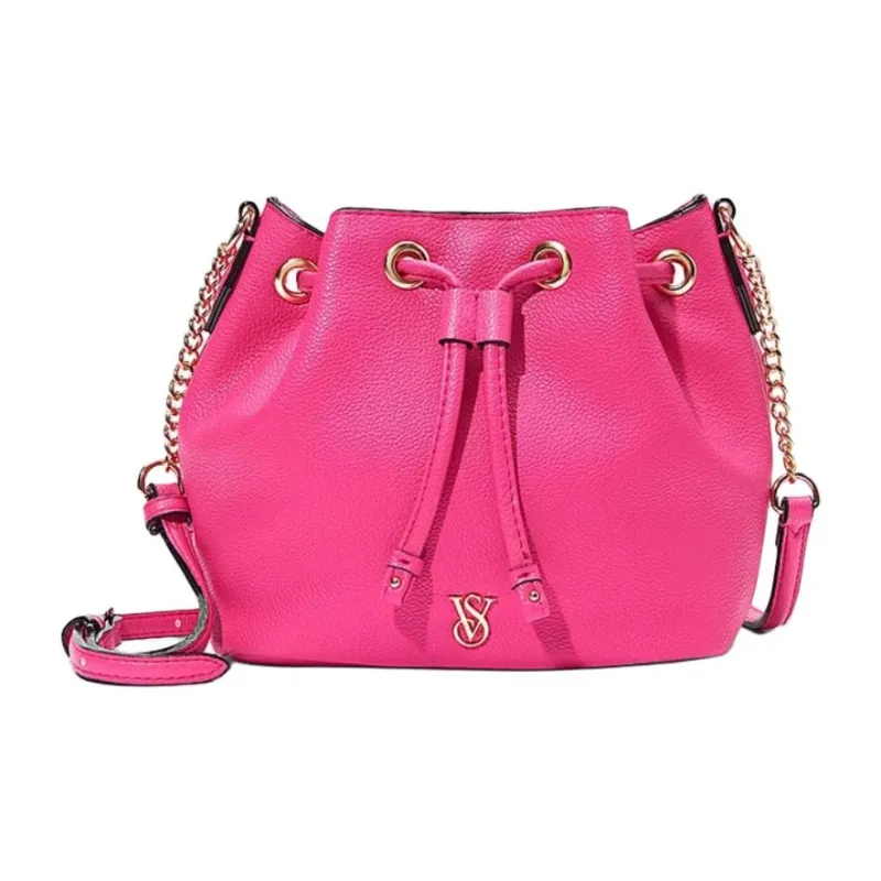 Victoria's Secret PU Bucket Bag, Shoulder Bag Medium Size Women's Pink/Silver-0