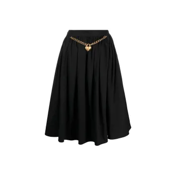 MOSCHINO Heart charm Ruched Midi Skirt