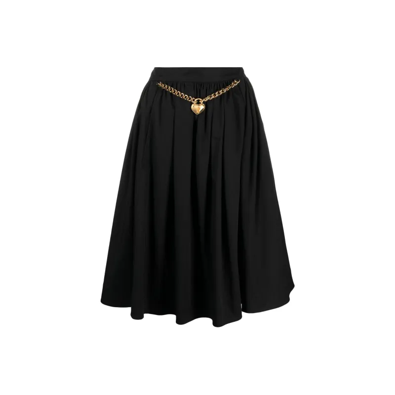 MOSCHINO Heart charm Ruched Midi Skirt-0
