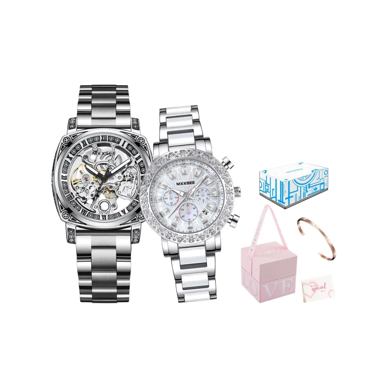 MXXSEE Automatic Mechanical Movement Steel Strap Watch Unisex White Dial-31
