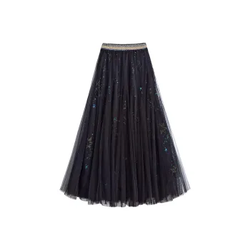 Benhou Casual Long Skirts Women's Black