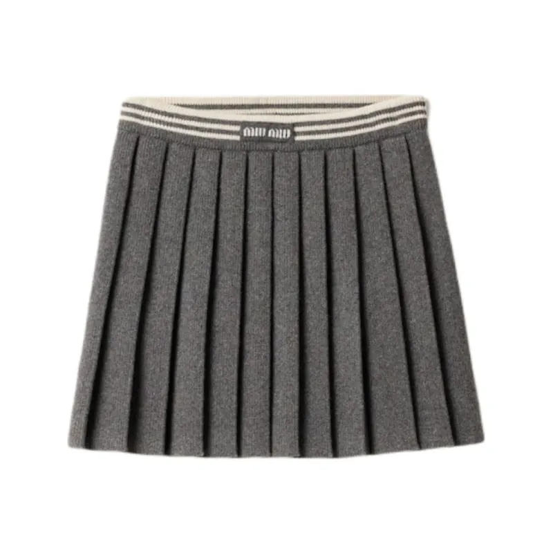 MIU MIU Pleated Knitted Mini Skirt-0