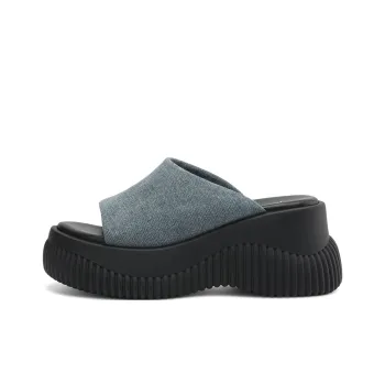 Rosa Bianca PU Polyurethane Abrasion Resistant Slide Slippers Women's Blue