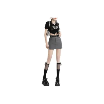 ZAVK Casual Short Skirts Women's Moon Surface Gray