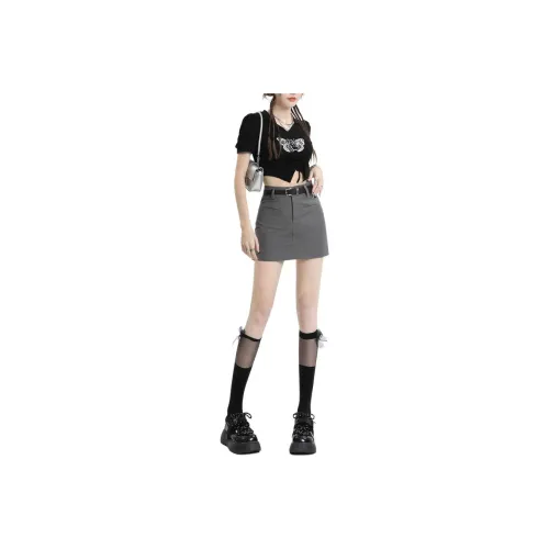 ZAVK Casual Short Skirts Women's Moon Surface Gray