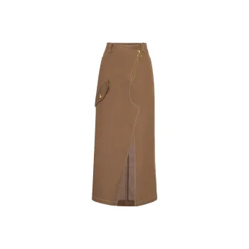 REINEREN Casual Long Skirts Women's Caramel