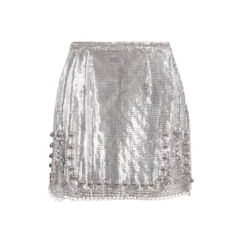 Paco Rabanne Metallic Effect High Waist Skirt