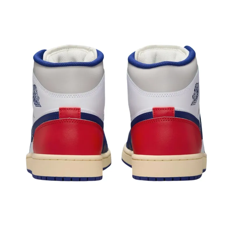 Jordan Air Jordan 1 Anti Slip Wear Resistant Mid Top Vintage Basketball Shoes Unisex Blue White-4