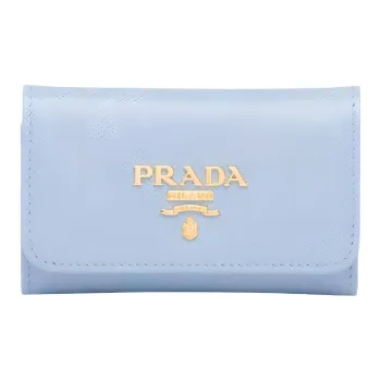 PRADA Leather Key Pouch Women's Light Blue
