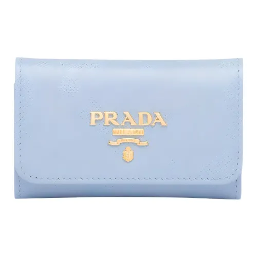 PRADA Leather Key Pouch Women's Light Blue