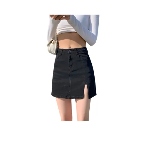Concubine Zhu Denim Short Skirts Women's Black
