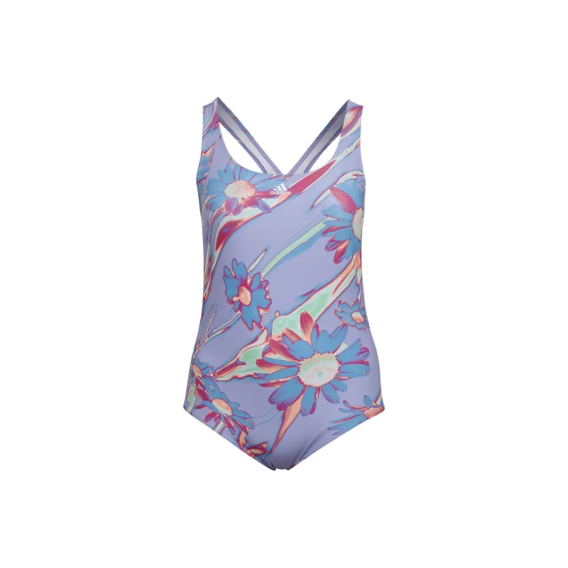 Adidas Positivisea 3-Stripes Graphic Swimsuit Plus Size One-piece Swimsuit Women's Light Purple-0