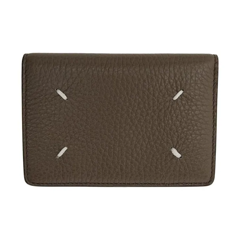 Maison Margiela Grain Leather Card Holder Men's Taupe-0
