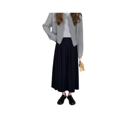 QIANGKOUPAOCAI Casual Long Skirts Women's Black