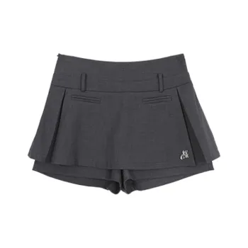 ETSE Casual Short Skirts Women's Gray