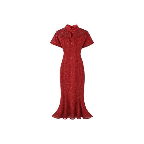 JINYE ORIENTAL Cheongsams Women's Burgundy