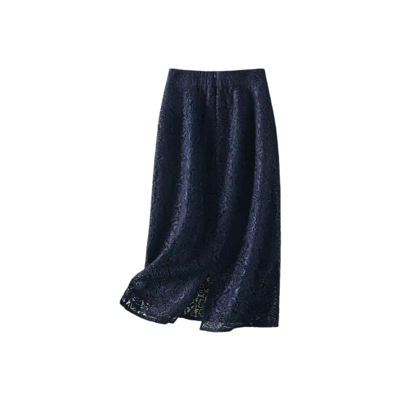 IHIMI Casual Long Skirt Women's Navy Blue-0