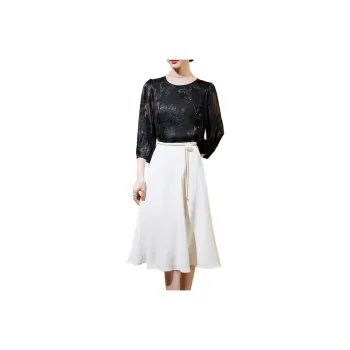 Hang Yi Court Casual Long Skirt Women's White