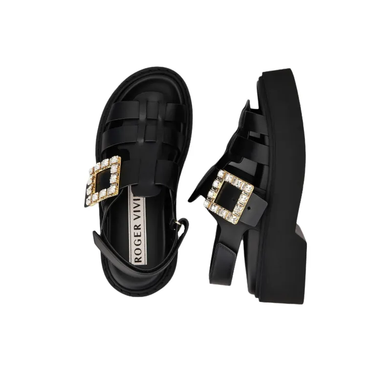 Roger Vivier Viv' Rangers One Strap Sandals Women's Black-4