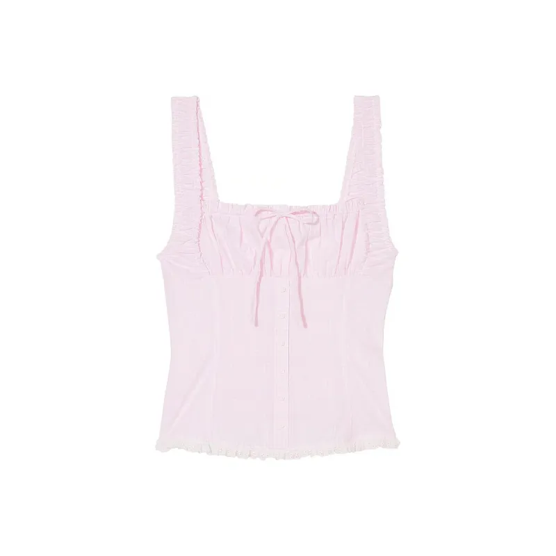 Victoria's Secret PINK BY FRANKIES BIKINIS DELILA POPLIN TANK TOP / RG Two-Piece Swimsuits Women's Pink-0