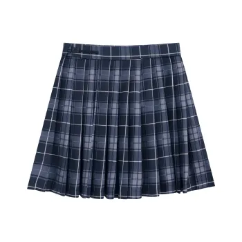 SNZX Casual Short Skirts Women's Blue Plaid