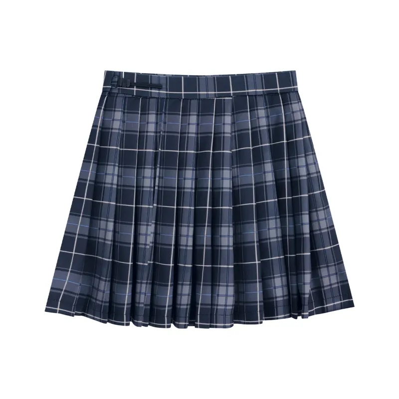 SNZX Casual Short Skirts Women's Blue Plaid-0