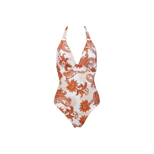 Selmark One piece Swimsuit Women's White Base Print