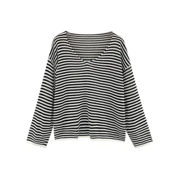 ERIRI Knitwear Women's V Neck Stripes